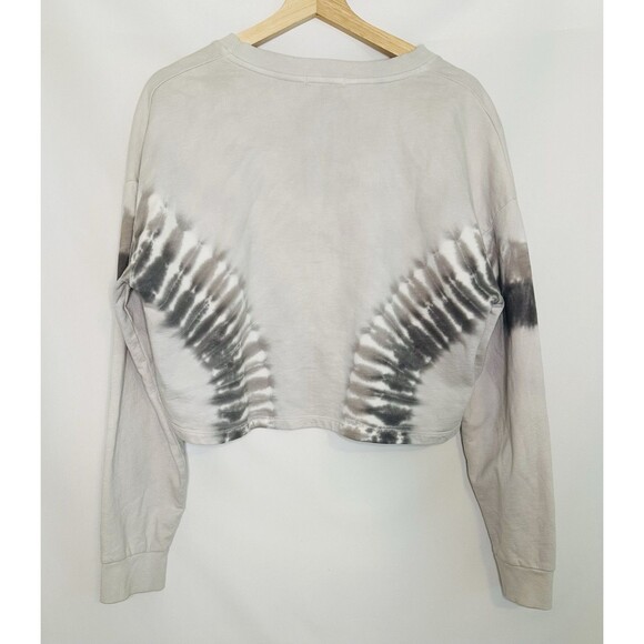 Beyond Yoga Weekend Boxy Cropped Pullover Gray Tie Dye Sweatshirt Women's LARGE - Picture 3 of 13